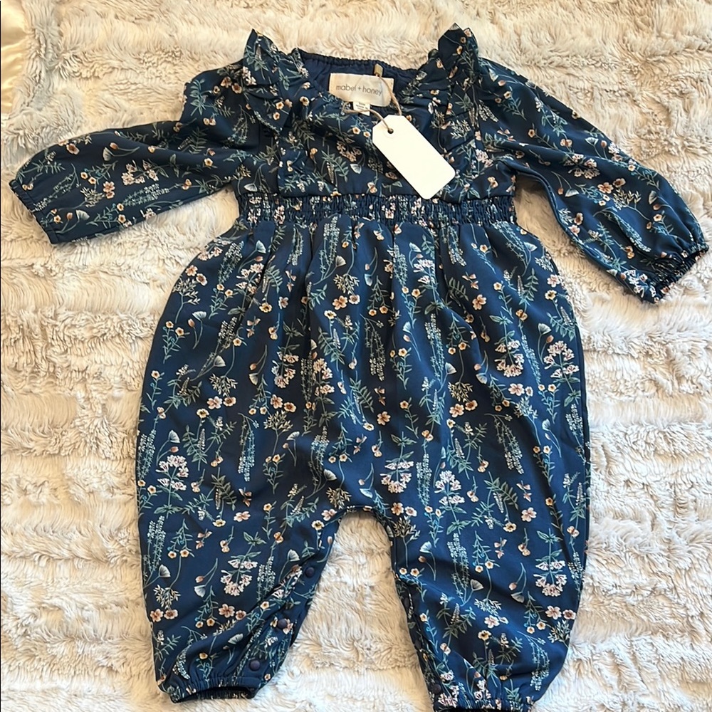 Floral Blue Kids Romper